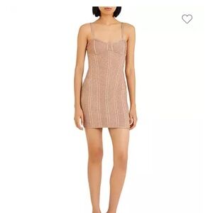 Herve Leger Ottoman Sweetheart Mini dress in Metallic Rise Gold